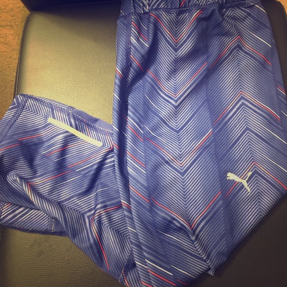 Blue and pink patterned puma crop leggings - Picture 1 of 2